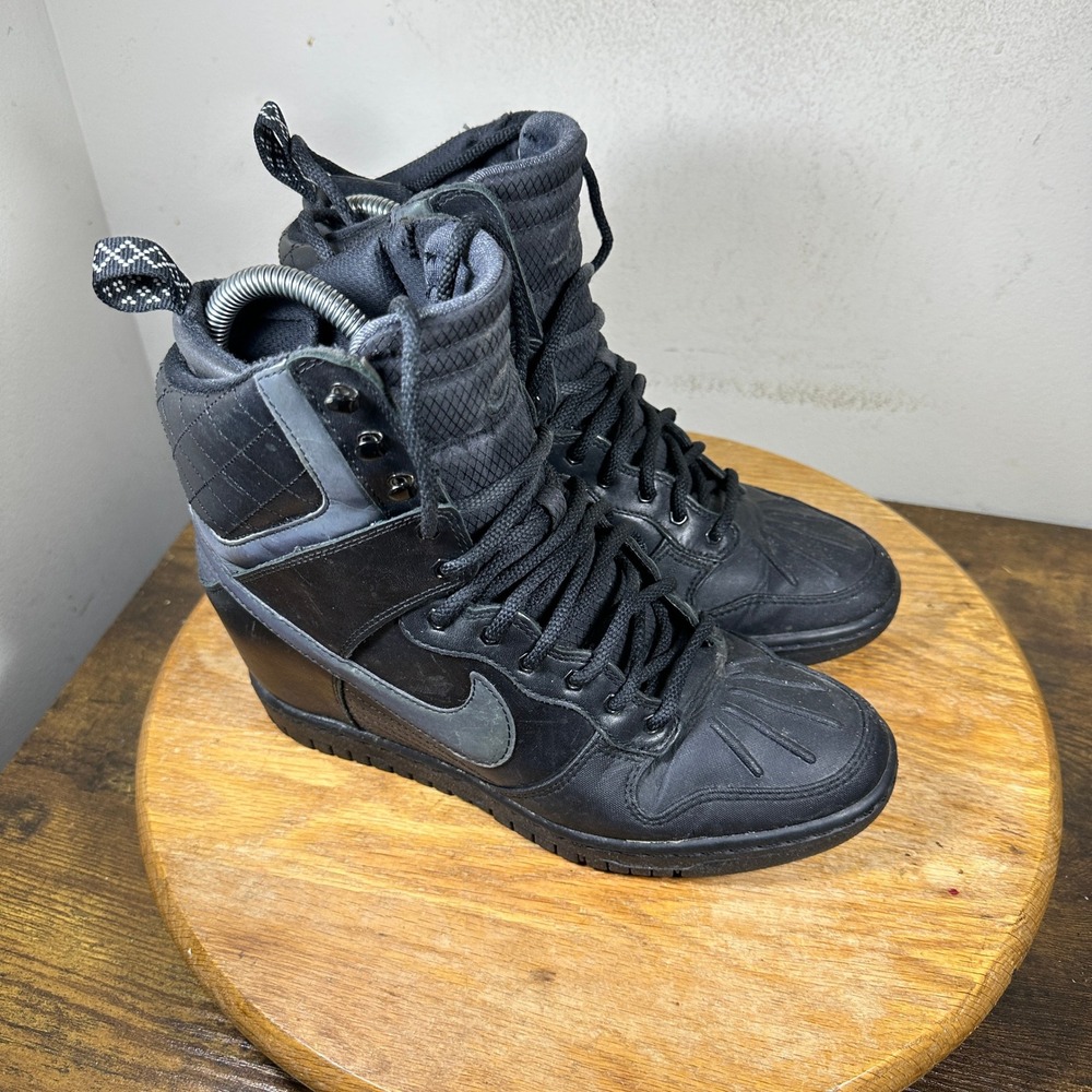 Nike Dunk High Skinny Sky Hi Sneakerboot Black Iridescent 807401-001 Womens 8